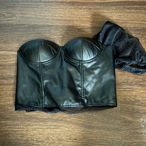 FASHION NOVA Black one shoulder corset top